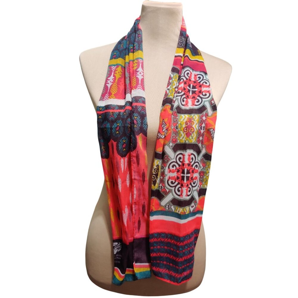 Warriors in Pink x Ford Feather Scarf Multicolor Lightweight Boho Indie Sleaze